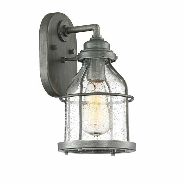 Designers Fountain Brensten 11.75in Weathered Iron 1-Light Outdoor Line Voltage Wall Sconce, Bulb Not Included 23121-WI